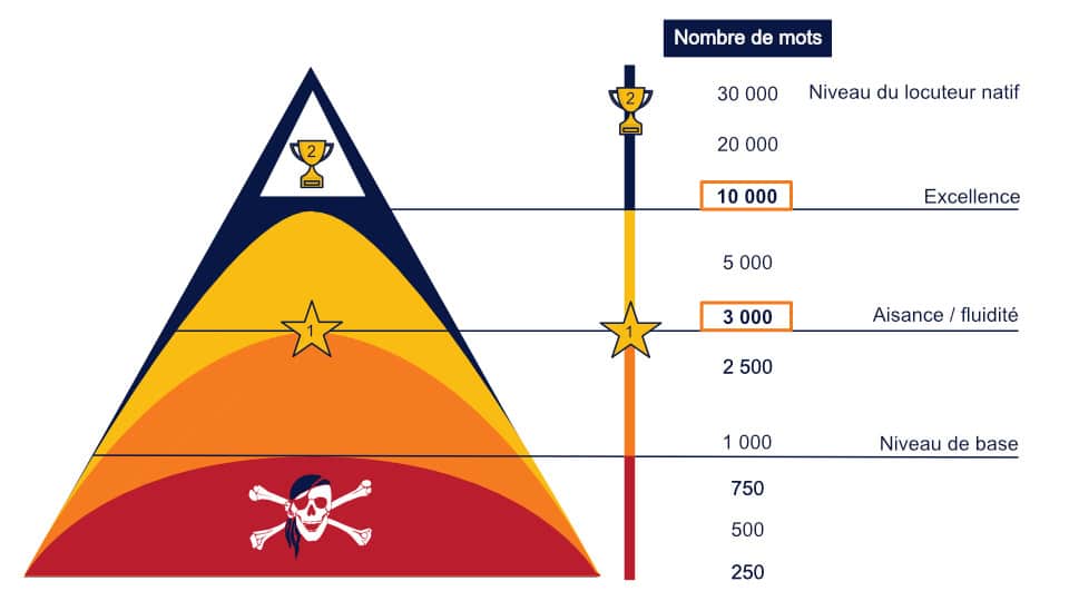 Nombre de mots à apprendre pour maîtriser une langue : 2 jalons principaux sur le chemin