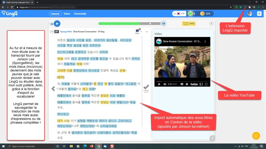 Etudier une vidéo YouTube avec LingQ