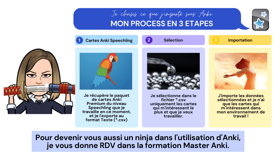 Je sélectionne les cartes Anki Speechling que je veux garder et apprendre
